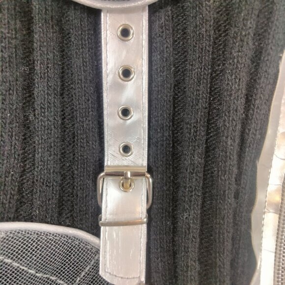 NWT Patricia Forgeal LM LULU French Black Silver Wool Fur Sweater Y2K Goth Rave - Picture 9 of 16